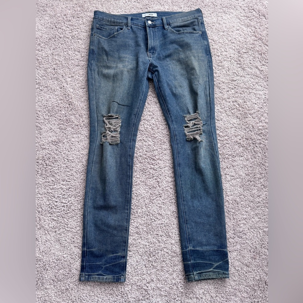 Slim Fit Distressed Blue Men's Jeans